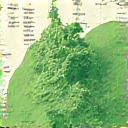 O imagine a unei hărți topografice digitale sau o reprezentare GIS, evidențiind straturi de date ecologice și comunitare, suprapuse pe un plan de oraș.