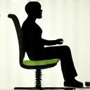Iconiță cu o siluetă antropometrică stilizată într-un scaun ergonomic, simbolizând ergonomia holistică.