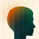 Iconiță cu o paletă de culori armonioase și o siluetă umană contemplativă, simbolizând influența culorilor asupra psihicului.